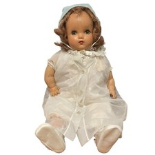 Horsman Co. 1930s Mohair Wig  Molded Head Baby Doll Composition  Cloth 22  Vtg