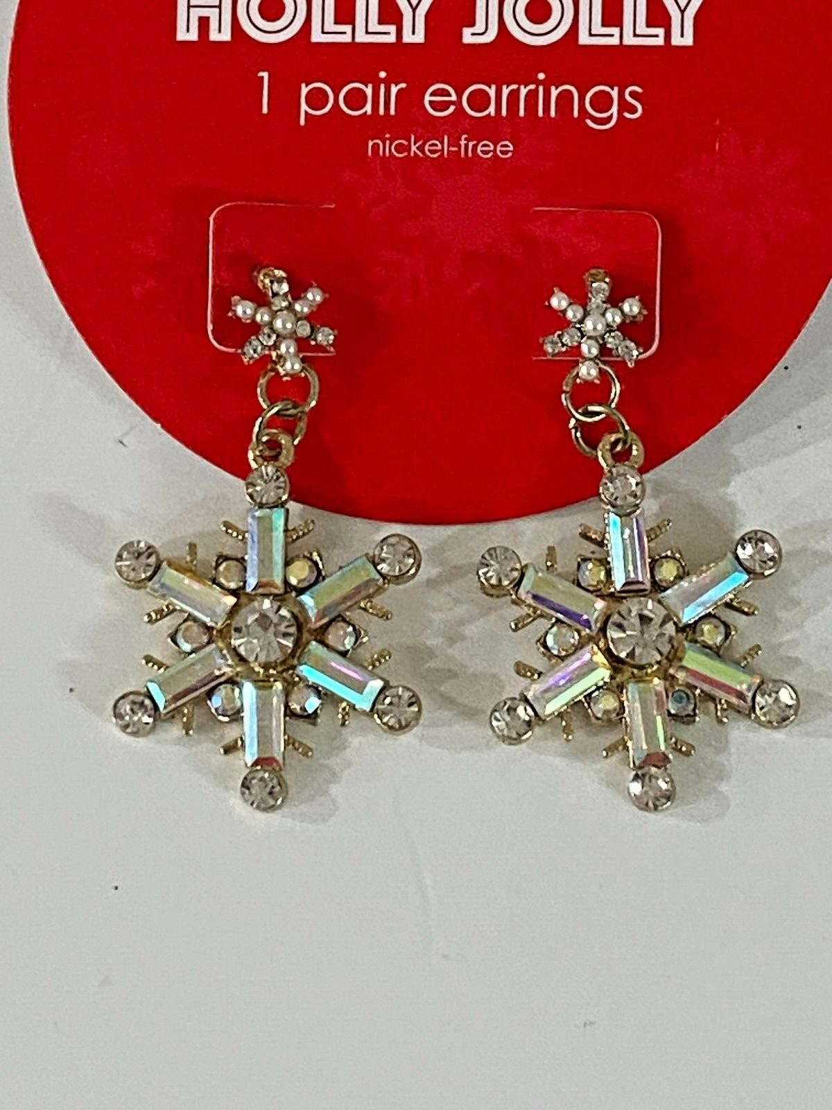 NEW HILDIE & JO SNOWFLAKE DANGLE RHINESTONE GEM EARRINGS SHIPS FREE