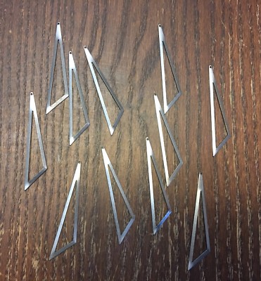Vintage Aged Silver Industrial Open Angled Triangle Dagger Drips Charms Lot