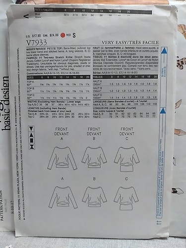 Very Easy Very Vogue V7933 Misses' Blouse Sewing Pattern size 6 to 12 new - Picture 3 of 3