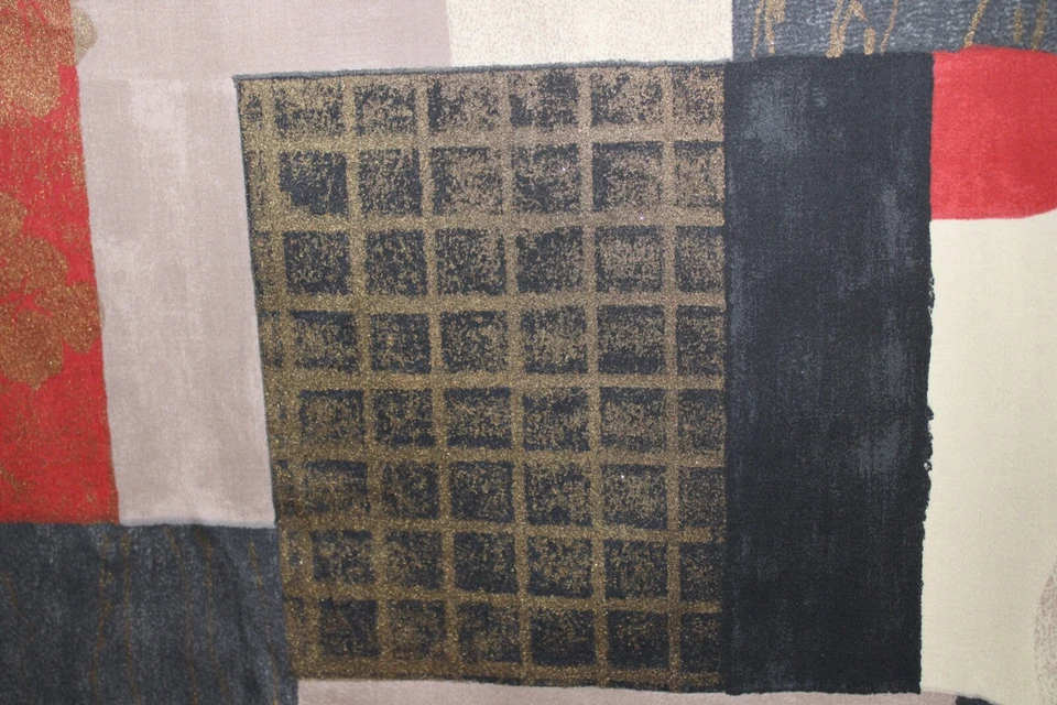 Geometric Box print with Gold Flecks Drapery weight fabric Remnant - Image 2 of 4