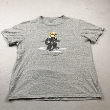 Polo Ralph Lauren Shirt Mens XL Gray Polo Bear Graphic Tee Ski Designer Cotton