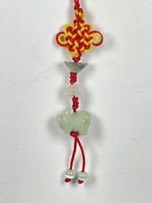 Hand Carved Natural Jade Chinese Zodiac Boar Pendant Knotted CellPhone Car Charm
