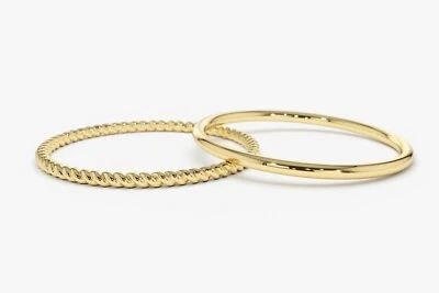 2er Set Vorsteckring Goldring Dünn Flecht 585er 14 K Gold Rosegold Weißgold  - Bild 1 von 4