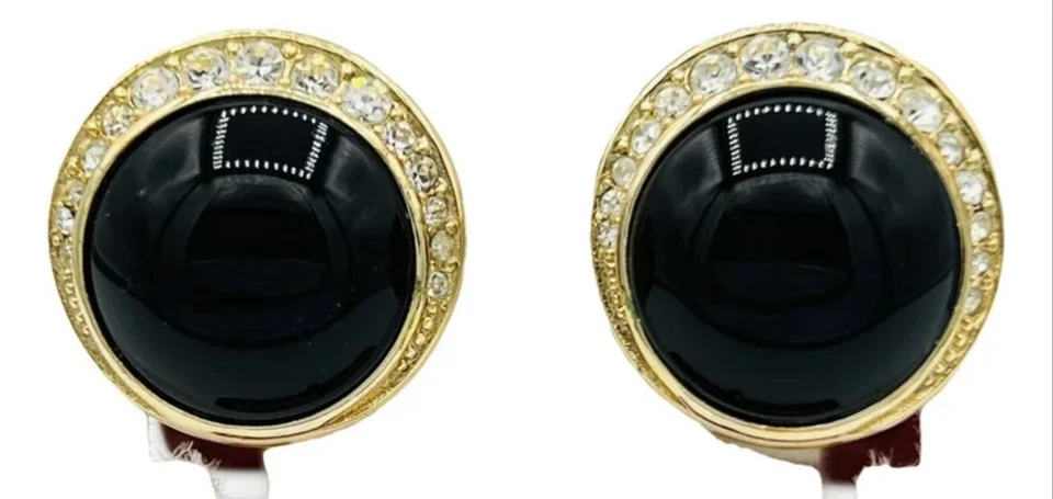 Vintage CHRISTIAN DIOR Kristall Vergoldet Ohrclips/Ohrringe,Vintage Schmuck 2cm.