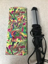 Flat Iron / Curling Iron Fabric Case/ Cover - Bright Abstract Swirls w/Metallic