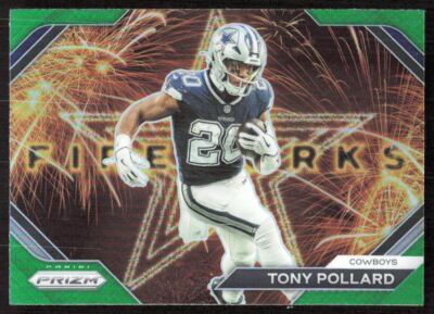 2023 1611E PANINI PRIZM FIREWORKS GREEN PRIZM Tony Pollard Dallas Cowboys #F-15