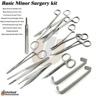 11Pcs Basic Minor Surgery Kit Surgical Dissecting Instruments Delicated ...