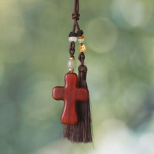 Wood Cross Car Pendant Rearview Mirror Car Pendant Creative Handmade