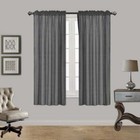 2Pc Dark Grey Tone Faux Silk Window Curtain Treatment, Set of Two (2)