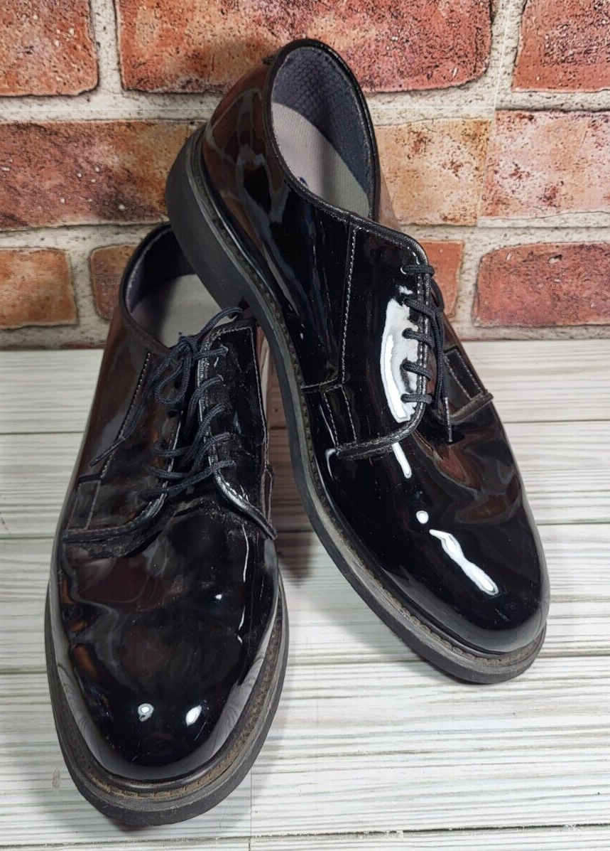 SAOLA Scarpe Oxford BATES Uomo 7 D Nero Lucido Uniforme Militare 00941M