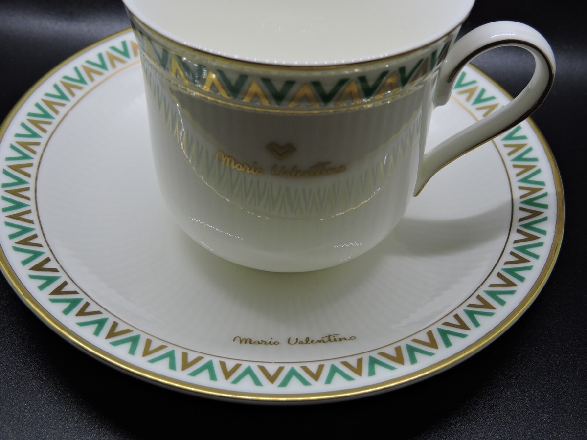 Mario Valentino - Momoyama Coffee Cup / Saucer Set - Green / Pink
