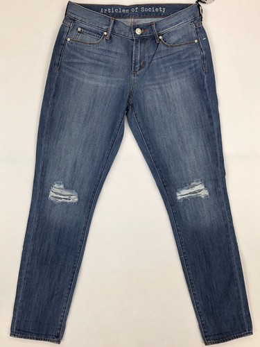 Articles of Society Cindy Cool Blue Boyfriend Jeans Distressed Women's Size 25