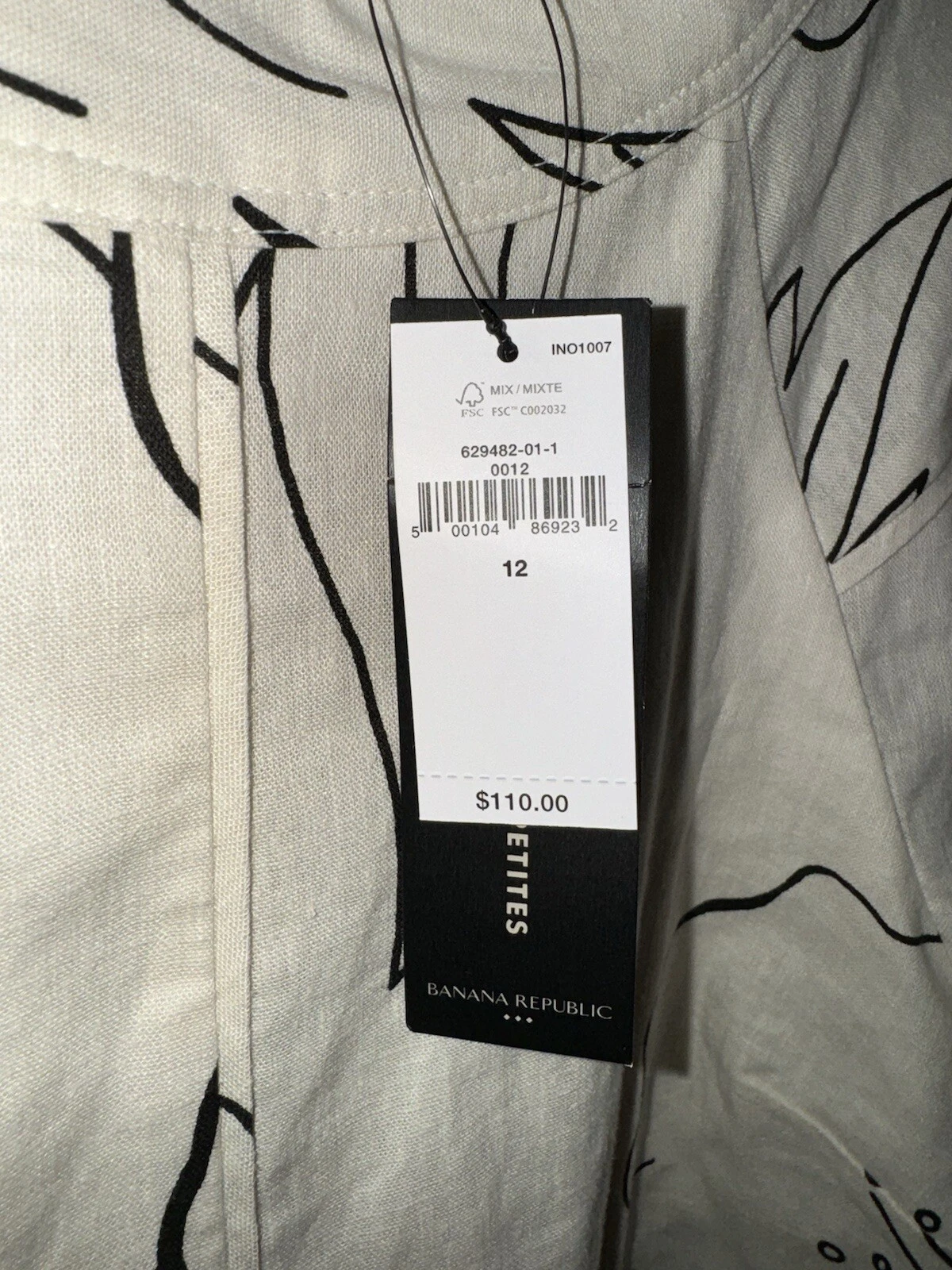 PALM ANGELS MINI ABITO Banana Republic MISTO LINO stone washed stampa tropicale 12 sbuffi Nuovo con etichette