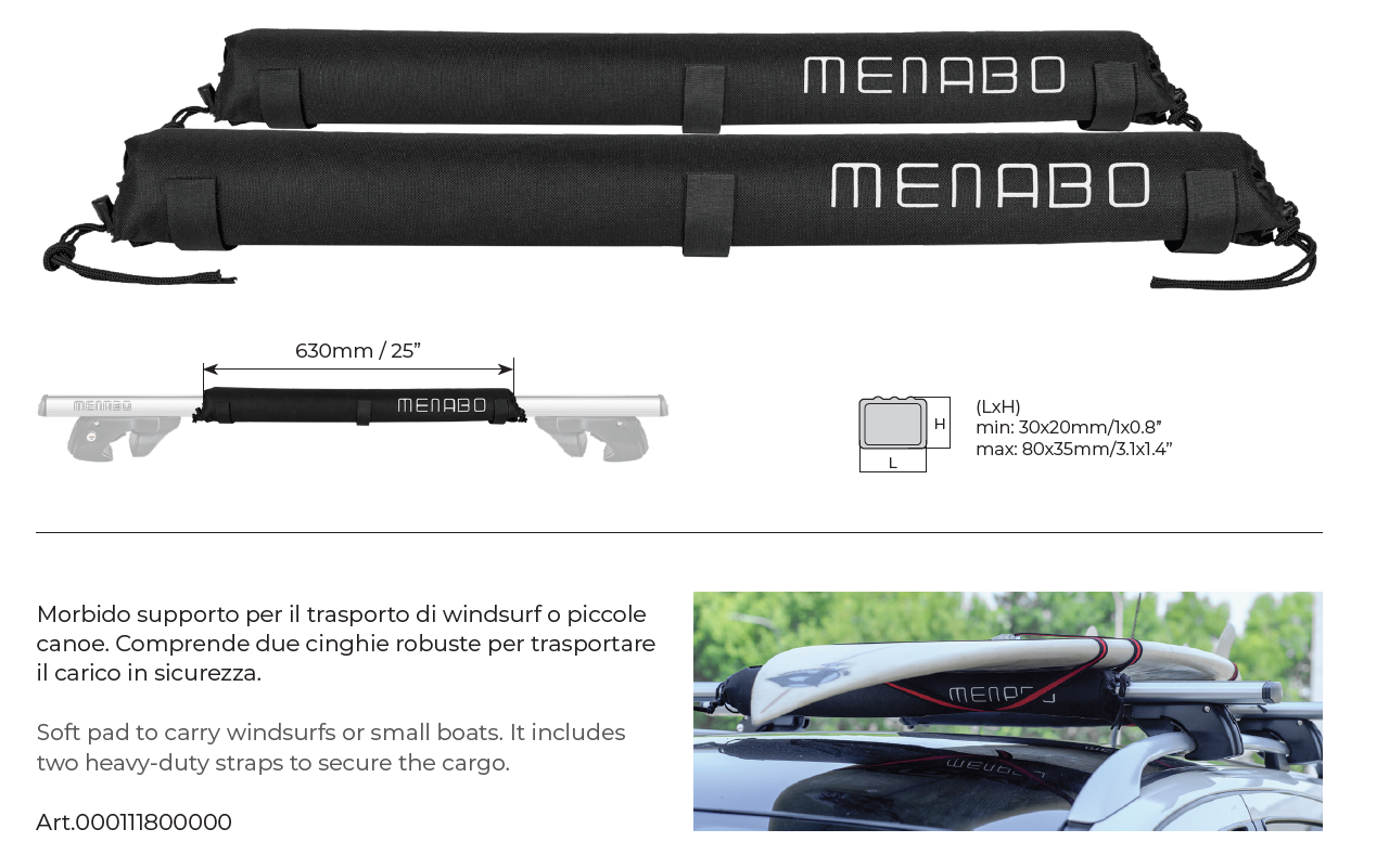 Porta tavola da Windsurf da tetto MENABO WINDSURF PAD