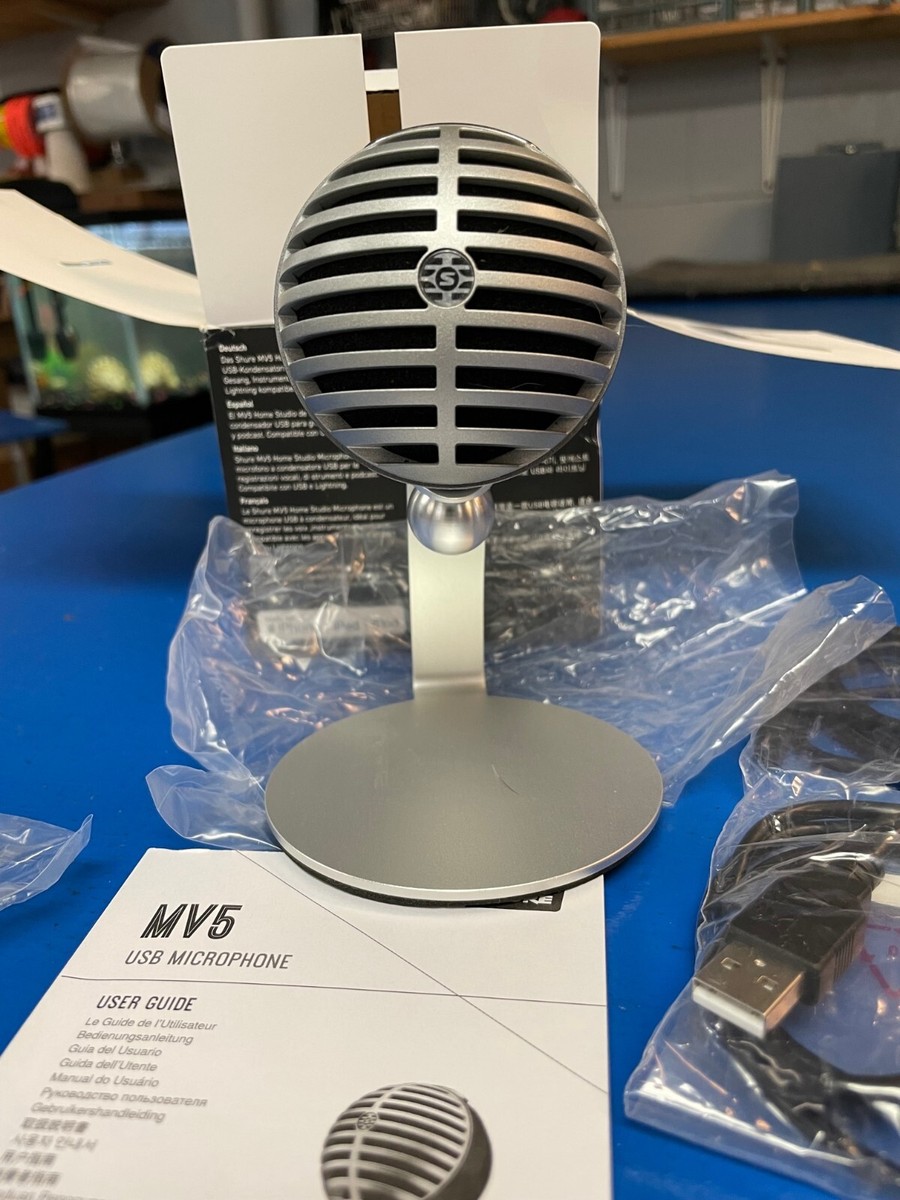SHURE MV5 Digital Condenser Microphone Silver, For iPhone