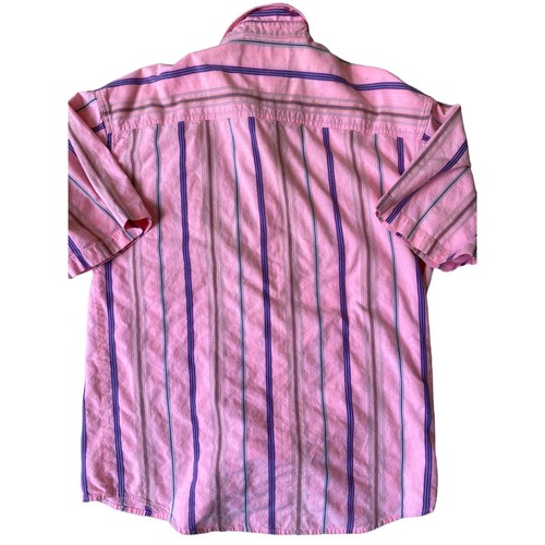 PCH Pacific Coast Highway VTG 90's Mens Button Down Shirt Medium Pink Striped - Picture 5 of 10