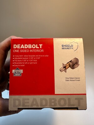 Shield Security Deadbolt One Sided Interior Satin Chrome Finish #913788 NEW