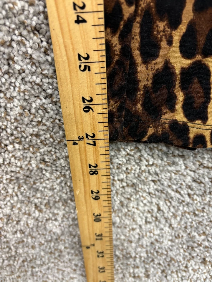 Legging Iman Estampado Leopardo Marrón/Negro Cremallera Tobillo Pull On Pantalones Para Mujer Plus 3X Foto 4 de 4