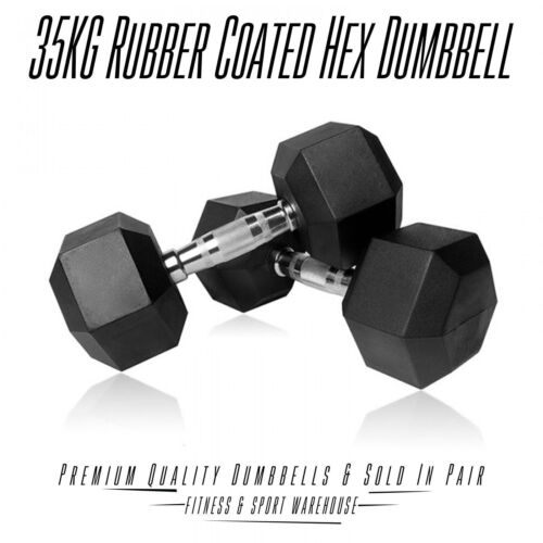 1KG-55KG Rubber Hex Dumbbell Fitness Home Gym Exercise Strength Weight Set Pair - Picture 33 of 41