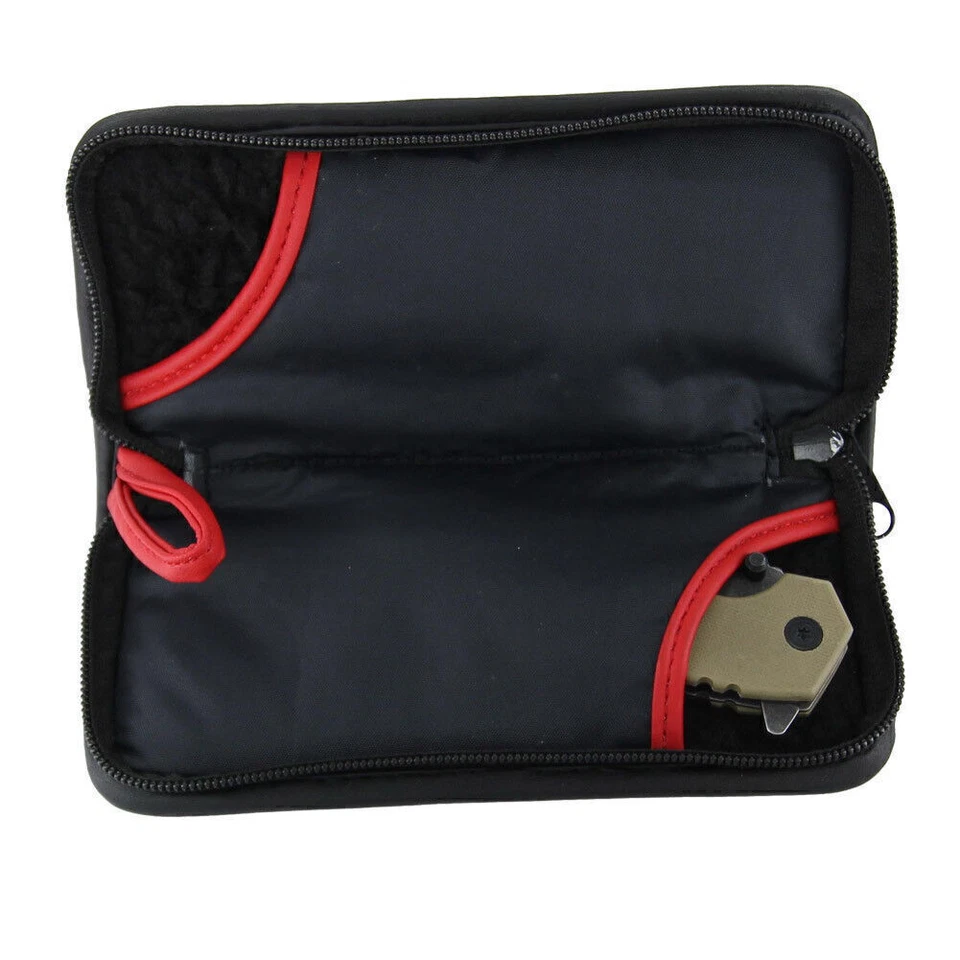 Guardián de cuchillos dobles Mercy Red - Estuche de almacenamiento de cuchillos de cuero genuino Foto 4 de 4