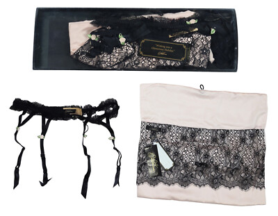 Dita von Tesse M/L Lace Lingerie Suspenders w/Bag Women's Boxed Gift Set NWT