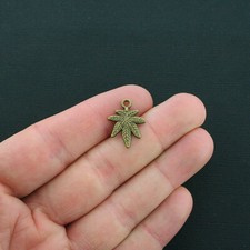 8 Marijuana Charms Antique Bronze Tone Weed Leaf Charms- BC1231