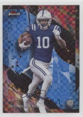2024 Finest Blue Checkerboard Refractor 71/75 Adonai Mitchell #185 Rookie RC 8d2