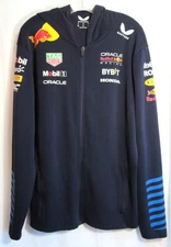 Castore Blue Red Bull Oracle Racing Back Logo Hooded Full Zip Jacket Size L EUC