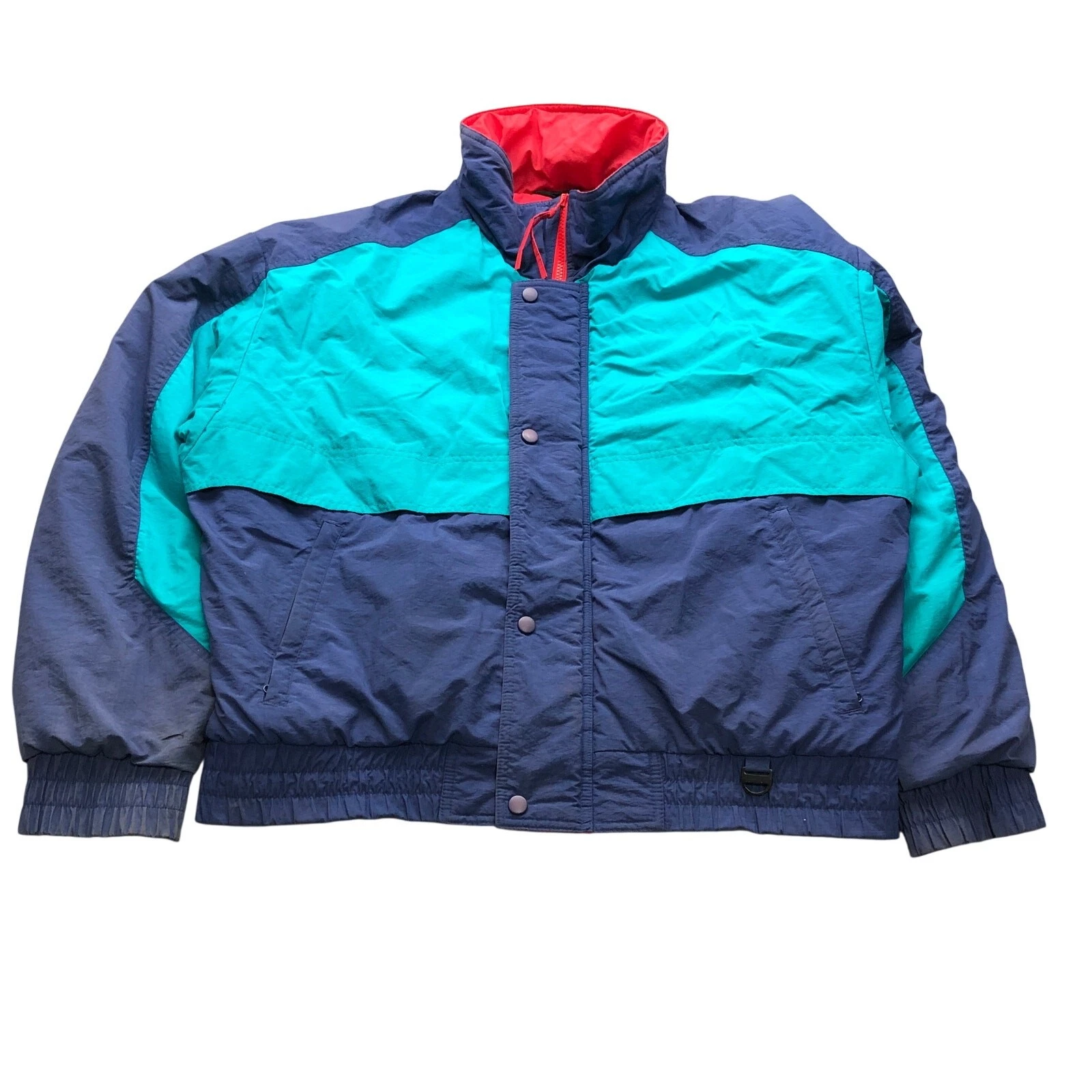 Vintage Field & Stream Waterproof Windproof Jacket Mens Large Blue Colorblock
