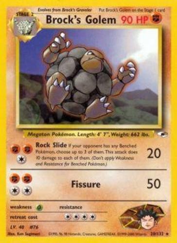 1x Brock's Golem - 20/132 - Rare - Unlimited Edition Moderately Played Pokemon G