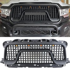 Matte Black Front Grille Fit For Dodge Ram 2500 3500 2019-2023 Grille Wlight