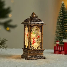 Christmas Snow Globe Ornament Santa Xmas Decor Light Up LED Lantern