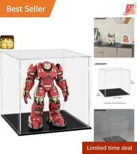 Acrylic Display Case Square 4.7x4.7x4.7 Inch Dustproof Showcase with Lighting