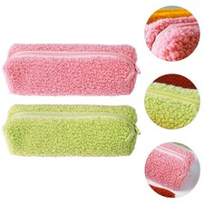 2pcs Pencil Bag Lovely Plush Pen Container Cosmetics Bag Girl Plush Pen Bag