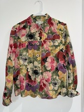 Coldwater Creek Multicolor Floral Button Jacket Collared Size M