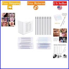 100PCS 14G Sterile Stainless Steel Body Piercing Needles for DIY Use
