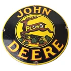 Vintage John Deere Plows Porcelain Sign - Leaping Deer Logo Sign