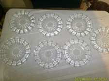 SET OF 7 VINTAGE CLEAR GLASS DESSERT PLATES ARCH EDGES RIPPLE PATTERNS