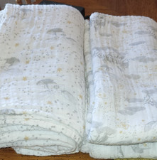 Lot of 2 Aden Anais Harry Potter White Owl Hogwart Willow Swaddle Baby Blanket