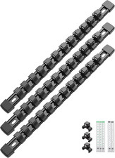 3PC ABS Socket Organizer, Socket Rails Fit 1/2 Inch Drive, Heavy Duty Socket Hol