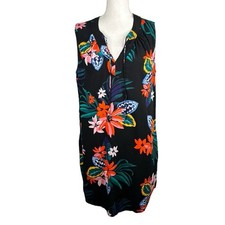 Old Navy Black Floral Tropical Sleeveless Summer Midi Dress Size Large