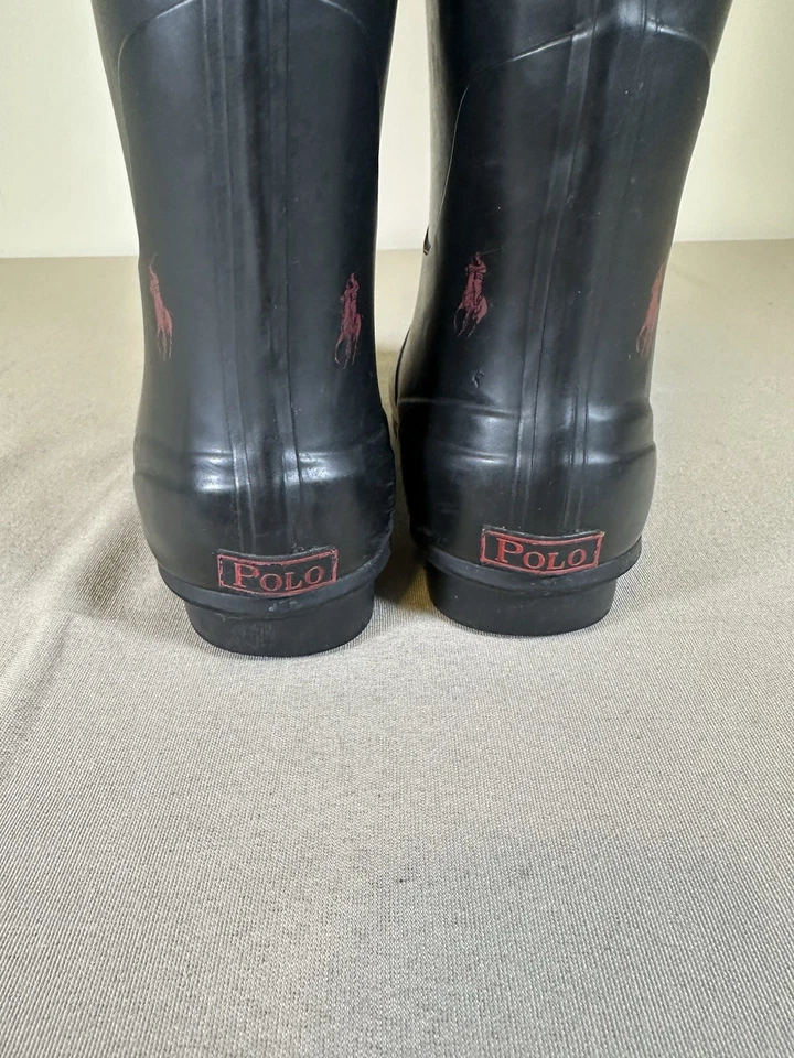 Polo Ralph Lauren Botas de Chuva Adulto Tamanho 7 Preto Vermelho Todo Pônei Feminino’ - Imagem 4 de 4
