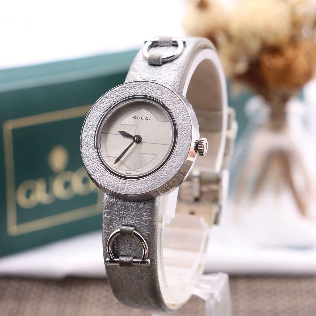 GUCCI 129.5 U-Play Watch 1.06in Case Free Size Silver | eBay