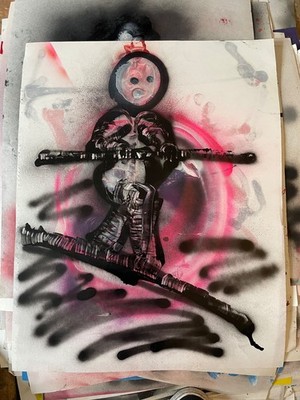 graffiti street art  Tight rope   Ody West 22x28 poster size acrylic spray