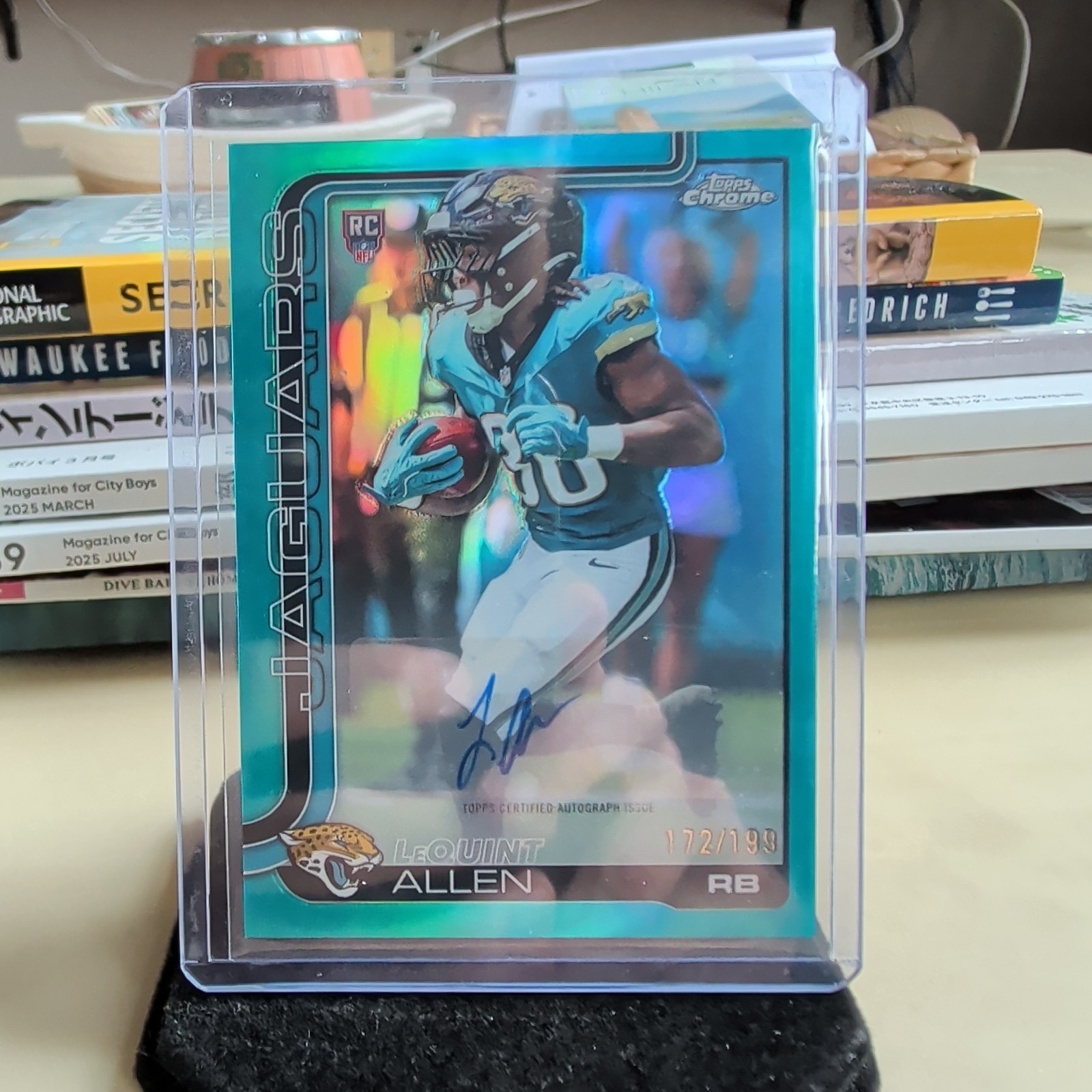 LeQuint Allen Topps Chrome Rookies Autograph #LEA Aqua Refractor