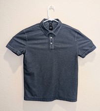 Hugo Boss Polo Mens Indigo Mercerized SS Regular Fit Cotton Blend Button Up - M