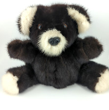 Vtg Genuine Mink Teddy Bear Handmade Brown Real Plush Stuffed Animal 10  Rare