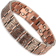 99.99 Men Double Row Pure Copper Magnetic Bracelet for Men 3500 Gauss with Gift