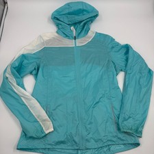 Brooks Women's Lightweight Hooded Running Jacket Blue White Size L